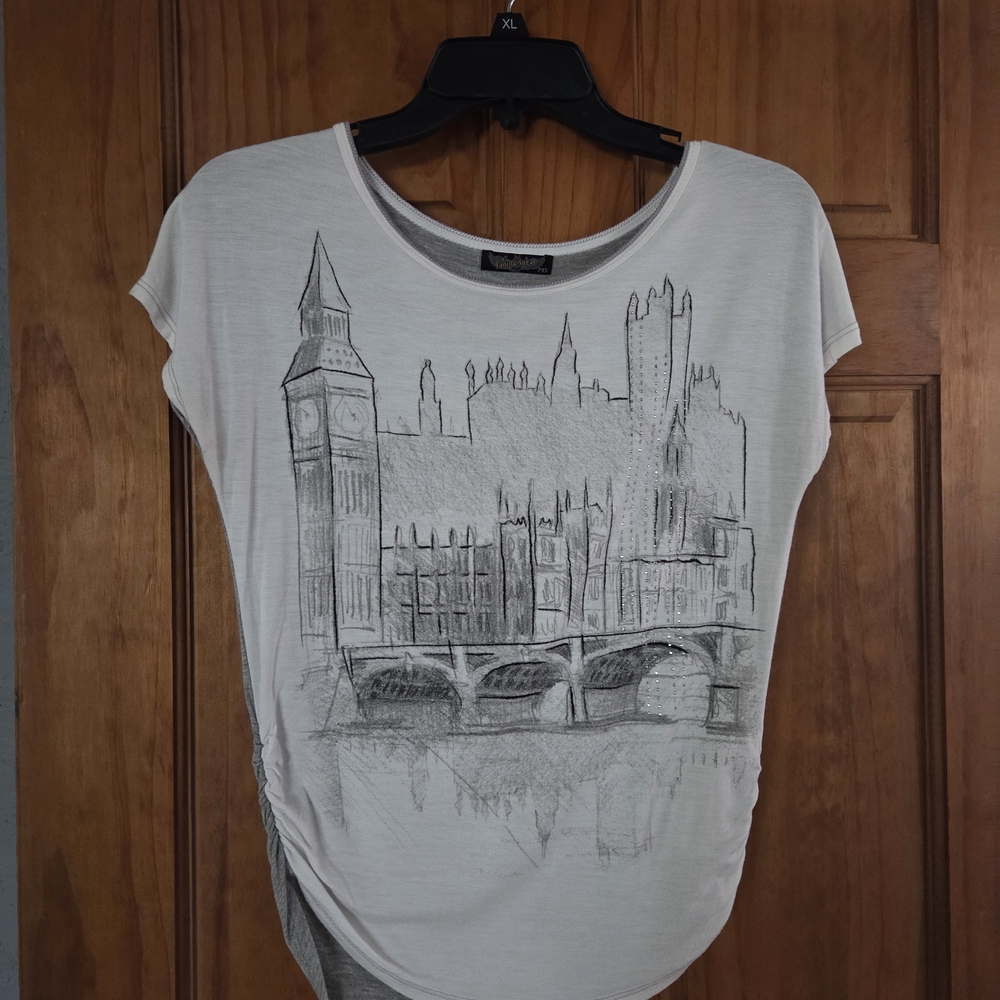DONATED - Vanilla Sugar Cityscape Sketch Top - White